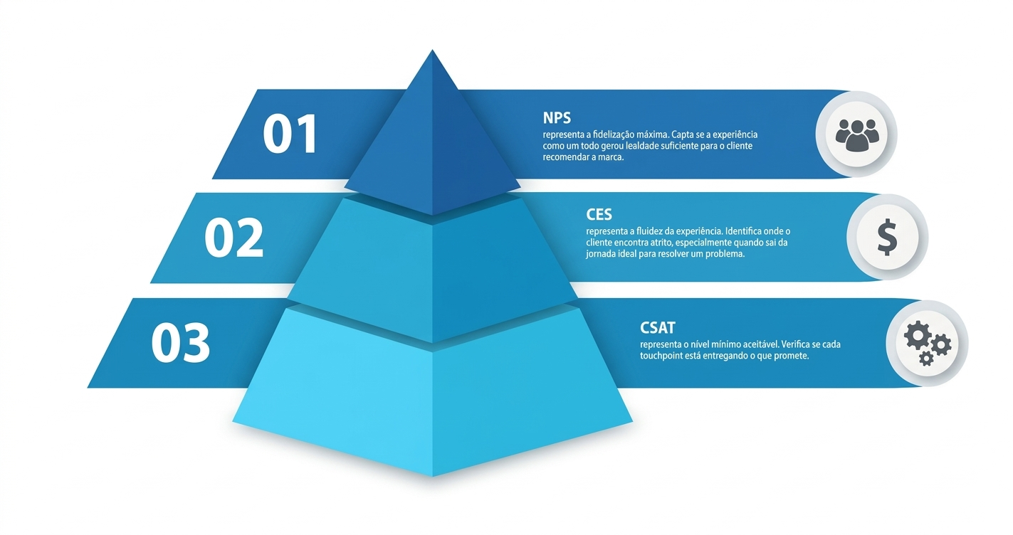 Pirâmide do NPS, CES e CSAT